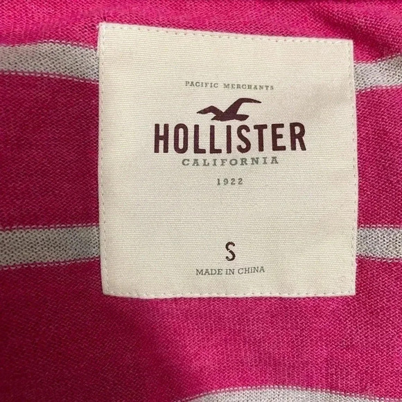 Abercrombie & Fitch Pink Striped Cardigan Top Knit Tie Front Women's Small Logo - Picture 3 of 7